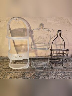 Lot Of Three Over The Shower Caddies Plastic Metal And Bronze